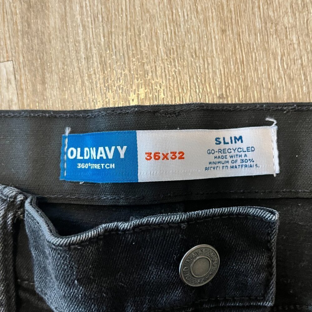 Mens Old Navy Black Denim Jeans Slim - 36x32 - Picture 7 of 7